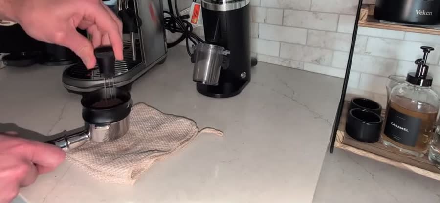 Generated standard work step showing espresso grounds transfer